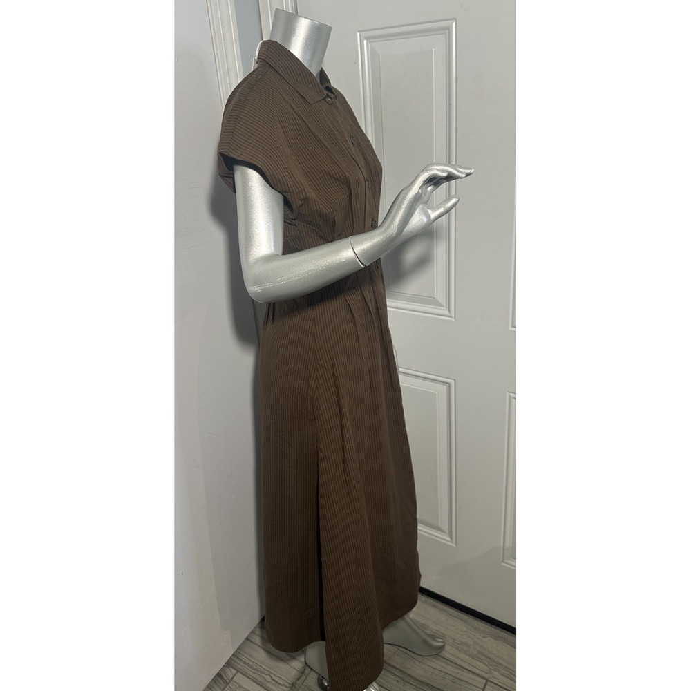 Marine Layer Arden Midi Shirt Dress NWT Brown Black Pinstripe Pima Cotton Sz S - Picture 11 of 16